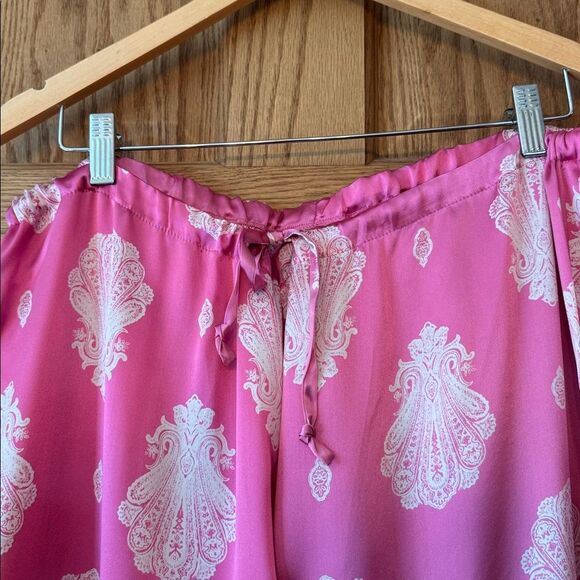 BEDHEAD PAJAMAS 100% Silk Pink & White Paisley Long Sleeve Matching Pajama Set - Picture 9 of 14